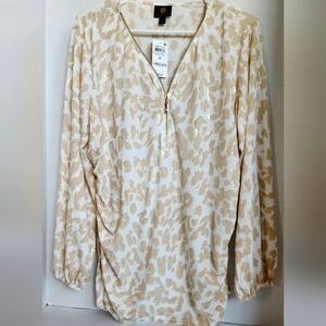 NWT JM Collection Animal Print Women's 1X Embellished Top